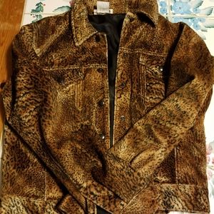 Faux Fur Leopard Print Jacket